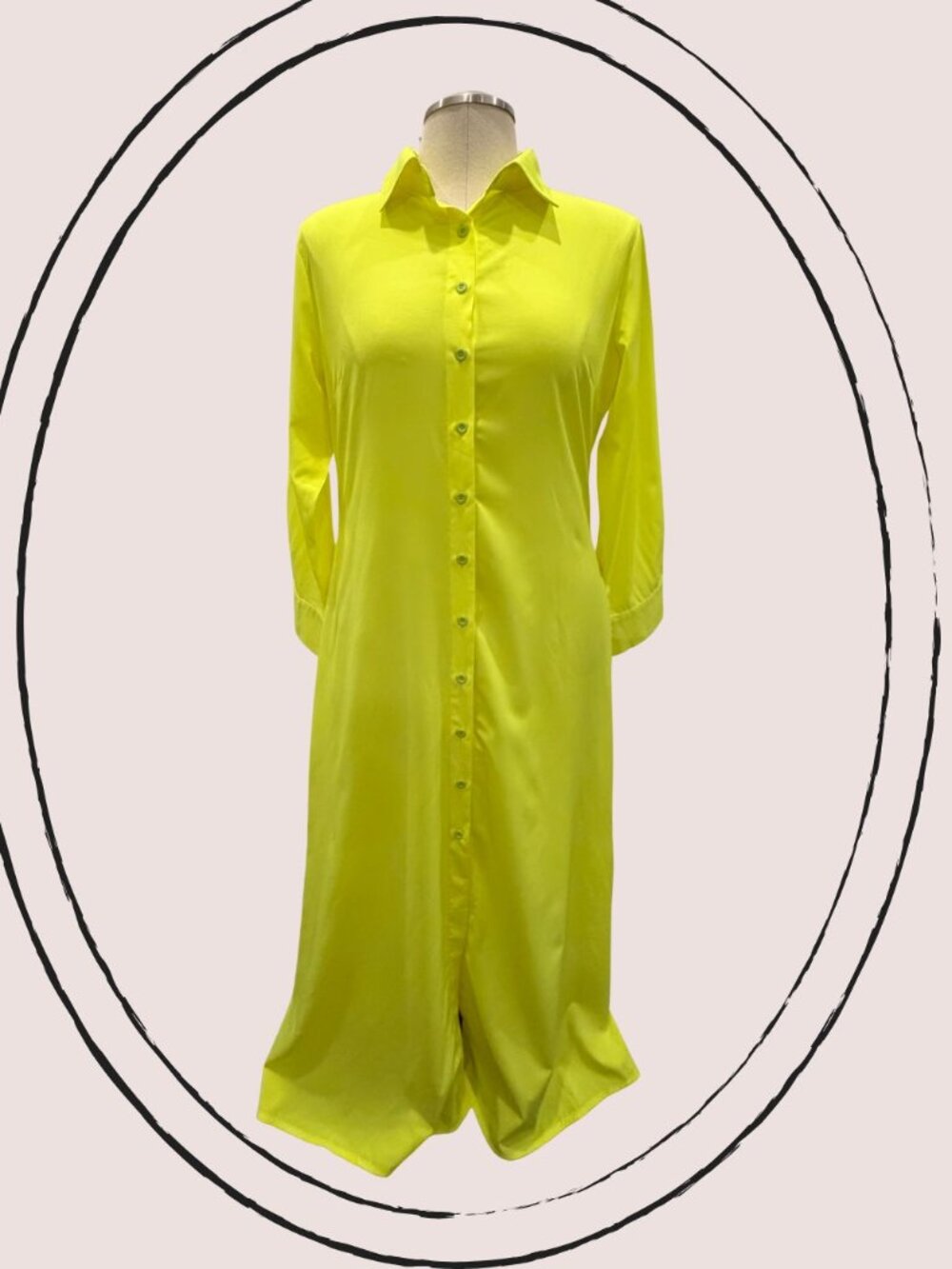 CHICME Chartreuse Yellow Button Front Maxi Shirt Dress XL